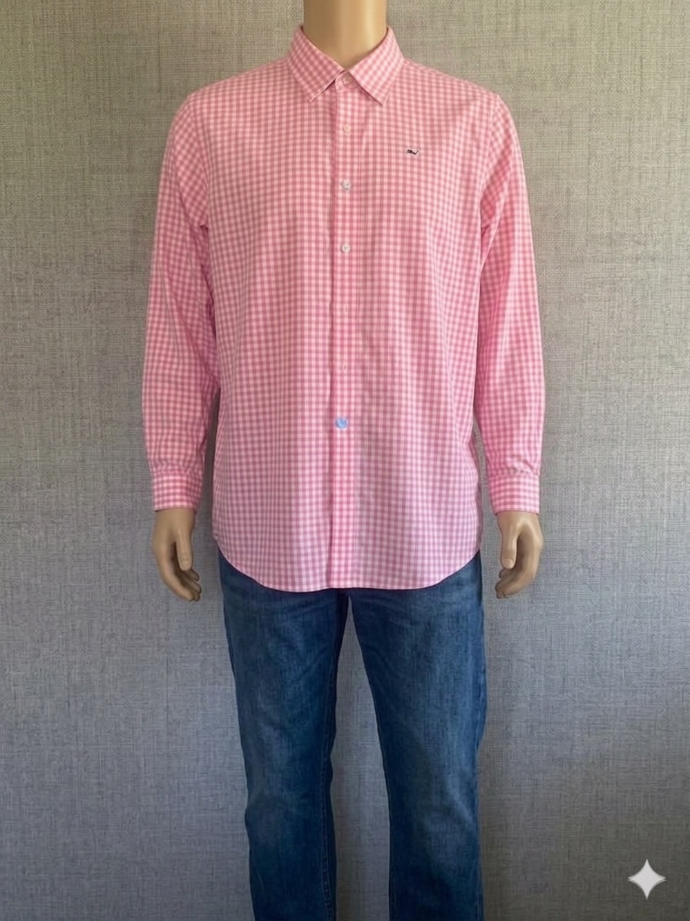 Boys Vineyard Vines Pink Gingham Long-Sleeve Button-Up Shirt - Picture 1 of 3